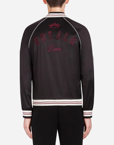 Shop Dolce & Gabbana Nylon Jacket With Patch In Black