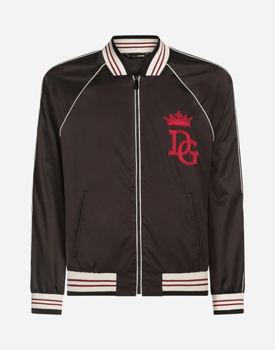 Shop Dolce & Gabbana Nylon Jacket With Patch In Black