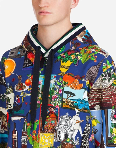 Shop Dolce & Gabbana Printed Cotton Hoodie In Multi-colored