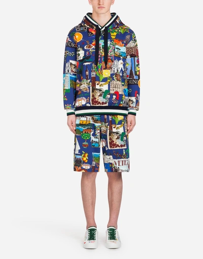 Shop Dolce & Gabbana Printed Cotton Hoodie In Multi-colored