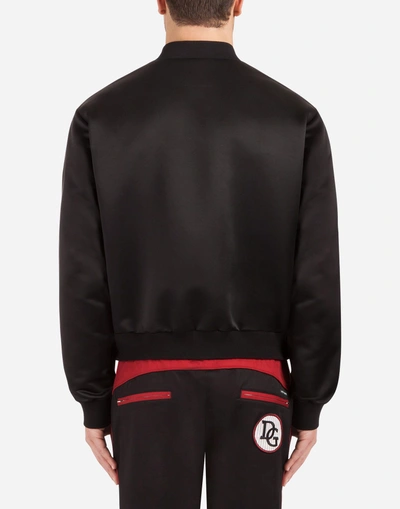 Shop Dolce & Gabbana Bomber Jacket In Nylon With Patch In Black