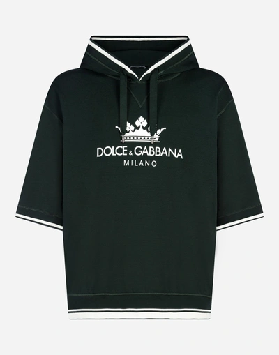 Shop Dolce & Gabbana Cotton Hoodie With Print In Green
