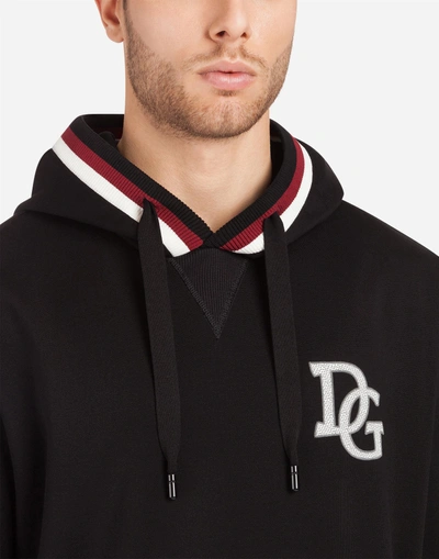 Shop Dolce & Gabbana Cotton Hoodie With Patch In Black