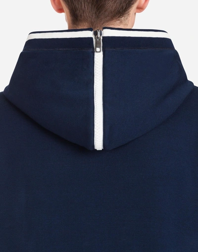 Shop Dolce & Gabbana Cotton Hoodie With Print In Blue