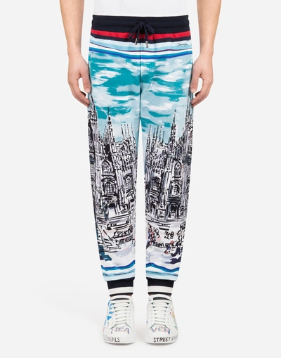 Shop Dolce & Gabbana Printed Cotton Jogging Pants In Multi-colored