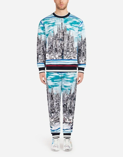 Shop Dolce & Gabbana Printed Cotton Jogging Pants In Multi-colored