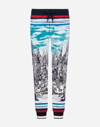 Shop Dolce & Gabbana Printed Cotton Jogging Pants In Multi-colored