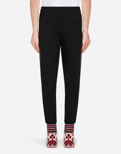 Shop Dolce & Gabbana Cady Jogging Pants With Branded Bands In Black