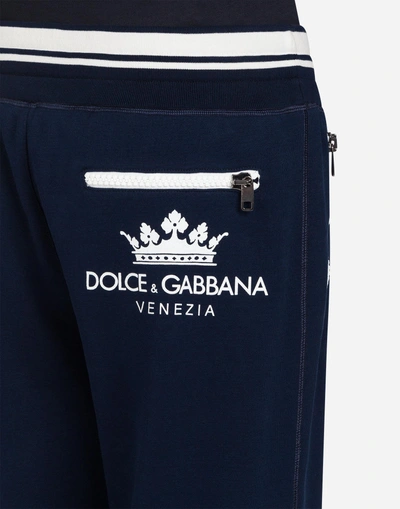 Shop Dolce & Gabbana Cotton Jogging Pants With Print In Blue
