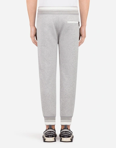 Shop Dolce & Gabbana Cotton Jogging Pants With Print In Grey