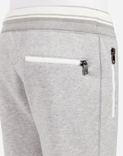 Shop Dolce & Gabbana Cotton Jogging Pants With Print In Grey