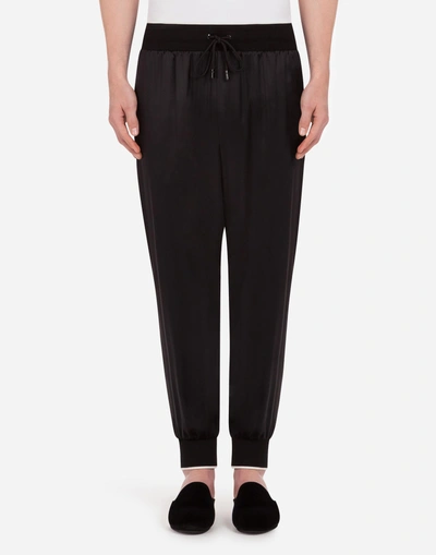 Shop Dolce & Gabbana Silk Satin Jogging Pants In Black