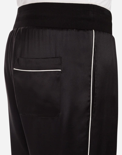 Shop Dolce & Gabbana Silk Satin Jogging Pants In Black