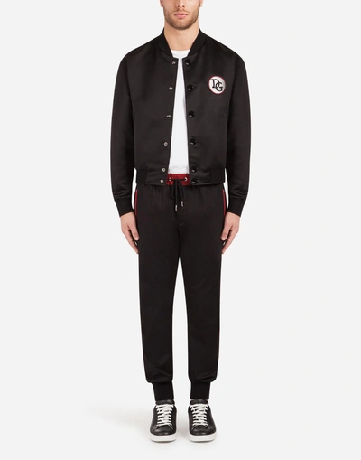 Shop Dolce & Gabbana Stretch Cotton Jogging Pants With Patch In Black