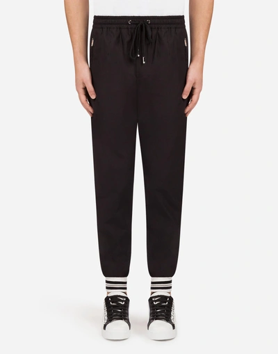 Shop Dolce & Gabbana Cotton Poplin Jogging Pants In Black
