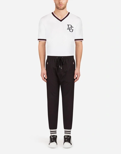 Shop Dolce & Gabbana Cotton Poplin Jogging Pants In Black