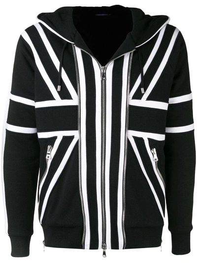 Shop Balmain Union Jack Hoodie In Black