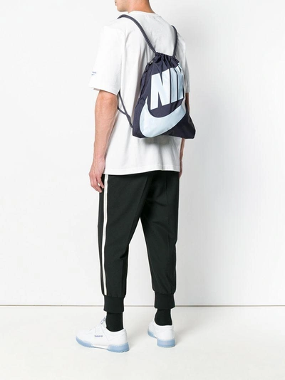 Shop Nike Heritage Drawstring Backpack - Grey