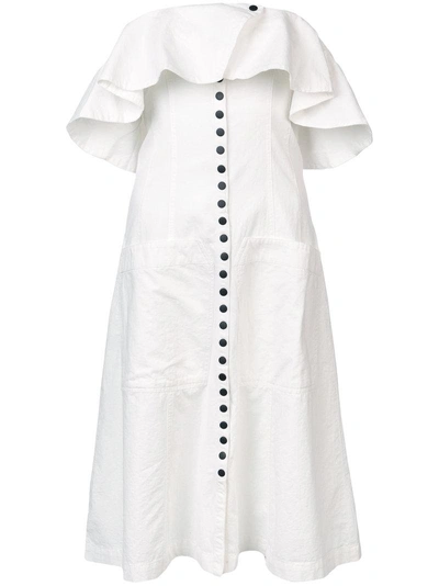 APIECE APART 露肩设计全棉连衣裙 - 白色
