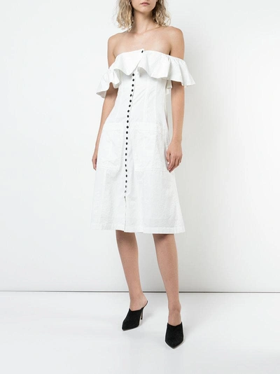 Shop Apiece Apart Off-shoulder Shirt Dress - White