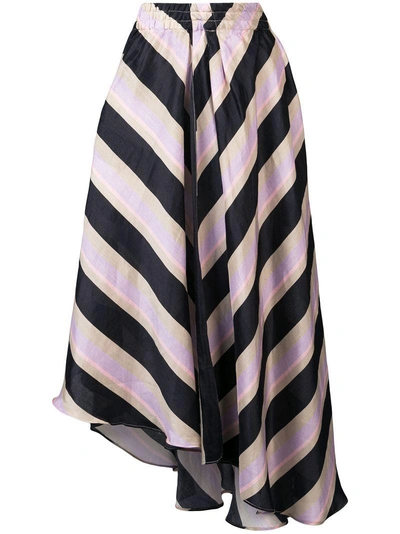 Shop Apiece Apart Asymmetric Striped Skirt - Purple