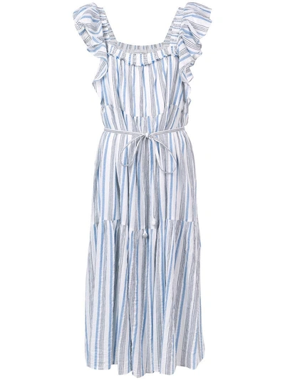 Shop Apiece Apart Ruffle Sleeve Striped Dress - Blue