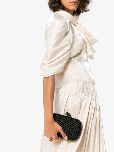 Shop Bottega Veneta Black Chain Knot Silk Satin Shoulder Bag