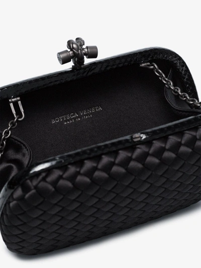 Shop Bottega Veneta Black Chain Knot Silk Satin Shoulder Bag