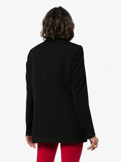 Shop Stella Mccartney Double Breasted Zip Wool Blazer In Black