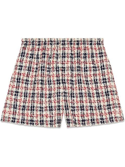 Shop Gucci Tweed Check Shorts In 9412 Ivory