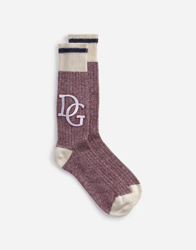 Shop Dolce & Gabbana Wool Socks With Patch In Multicolor