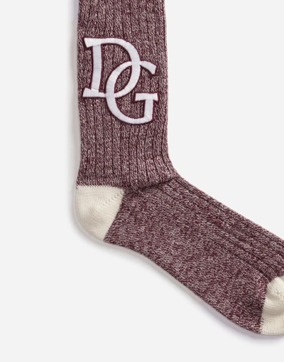 Shop Dolce & Gabbana Wool Socks With Patch In Multicolor