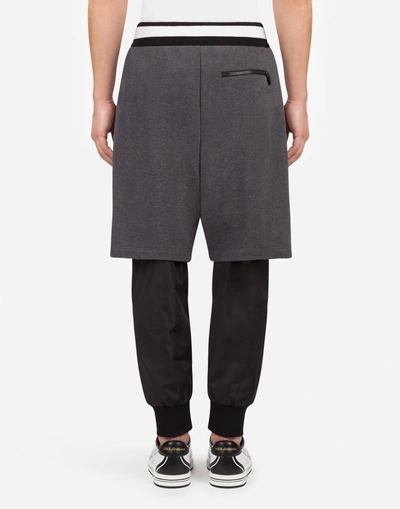 Shop Dolce & Gabbana Cotton And Nylon Jogging Pants With Branded Bands In Grey