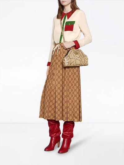 Shop Gucci Re(belle) Python Small Shoulder Bag In Brown