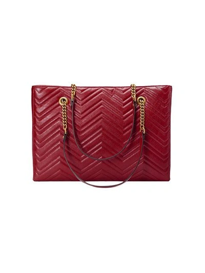 Shop Gucci Gg Marmont Matelassé Medium Tote In Red