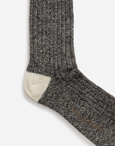 Shop Dolce & Gabbana Wool Socks With Patch In Gray