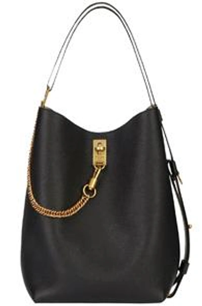 Shop Givenchy Medium Leather Gv Bucket Bag In Black