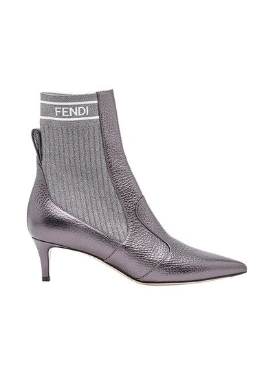 Shop Fendi Rockoko Boots In Grey
