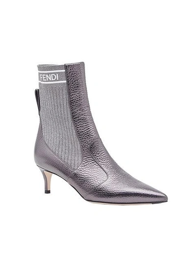 Shop Fendi Rockoko Boots In Grey