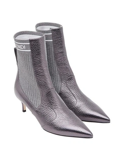 Shop Fendi Rockoko Boots In Grey