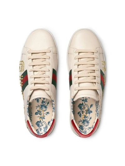 Shop Gucci Ace Sneaker With Guccy Print In White