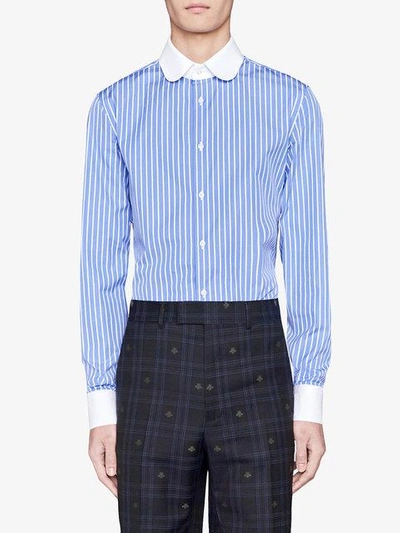 Shop Gucci Striped Cotton Shirt - Blue