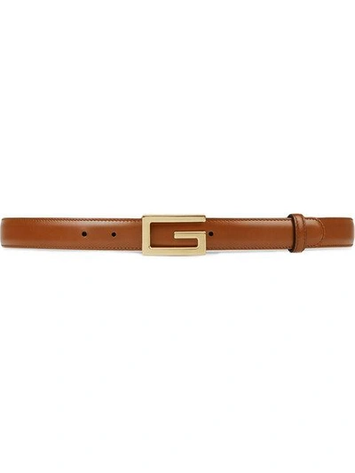 Shop Gucci Leather Belt With G Buckle In Brown