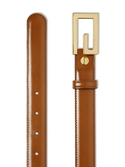 Shop Gucci Leather Belt With G Buckle In Brown