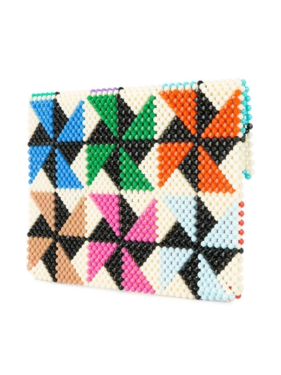 Shop Delduca Beaded Geometric Clutch Bag - Multicolour