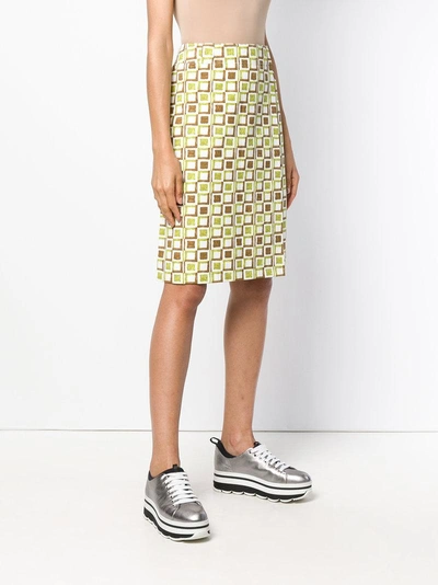 Shop Prada Printed Pencil Skirt - Green