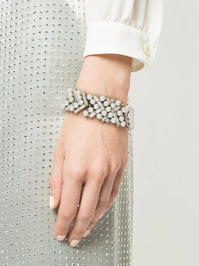 Shop Oscar De La Renta Embellished Pearl Bracelet - Metallic