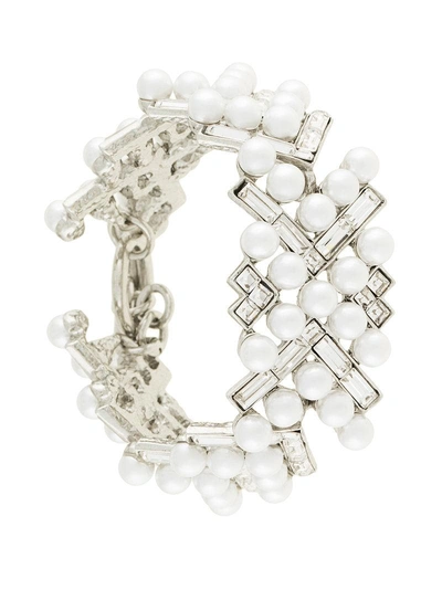 Shop Oscar De La Renta Embellished Pearl Bracelet - Metallic