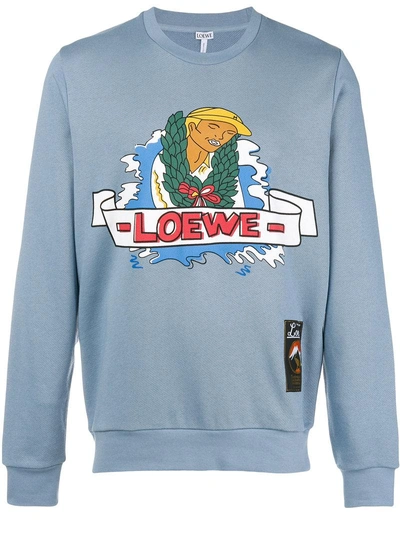 Shop Loewe Printed Sweatshirt In Blue