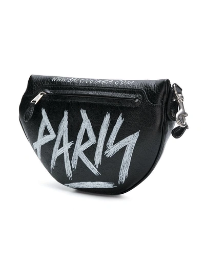 Balenciaga Graffiti Waist Bag Leather Black Ruthenium Hardware